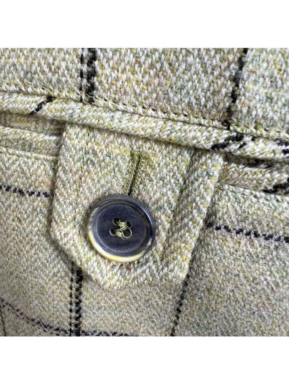 Eugen Klein Germany pale green boxy plaid 100% wool overshirt shacket 14 - Picture 11 of 15